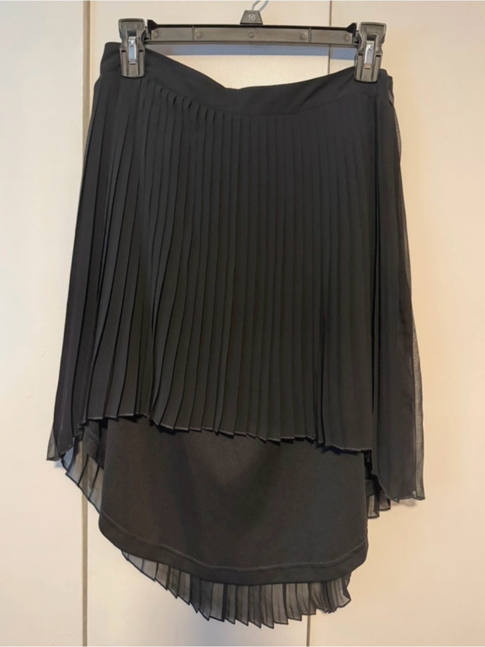 American Eagle Outfitters Black Asymmetrical Pleated High-Low Skirt